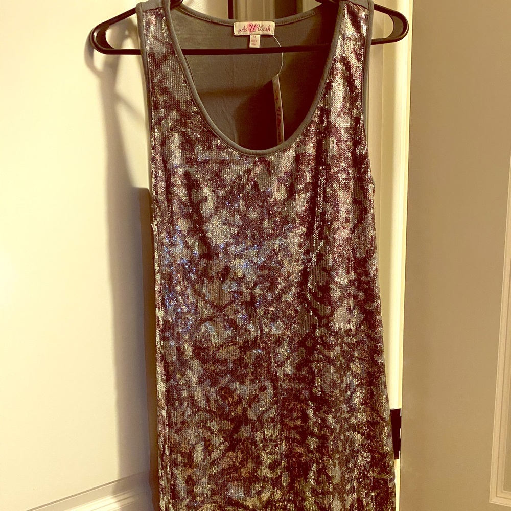 Silver Sequin Tank Dress